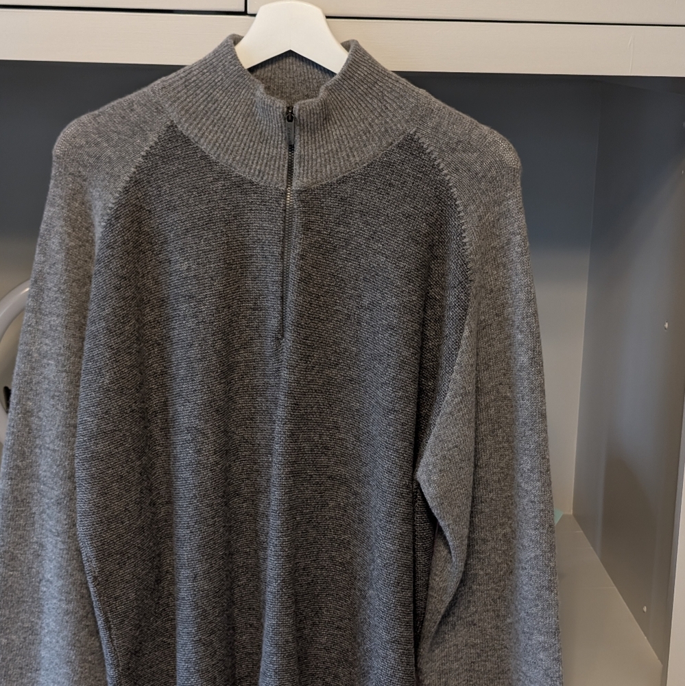 💯 🎯 NWOT's Zegna Sport Mens XXL 1/2 zip gorgeous 70% lana wool 30% cashmere